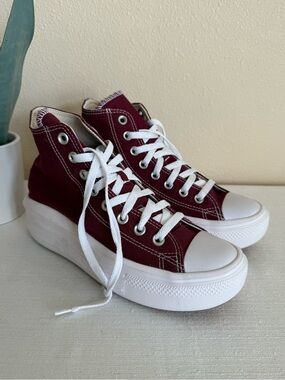 New Converse High-Top Platform Canvas Sneakers - Burgundy